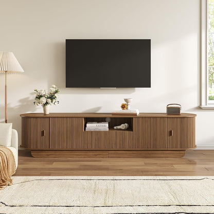 86.6'' Fluted TV Stand for 55-85 Inch, Walnut TV Console