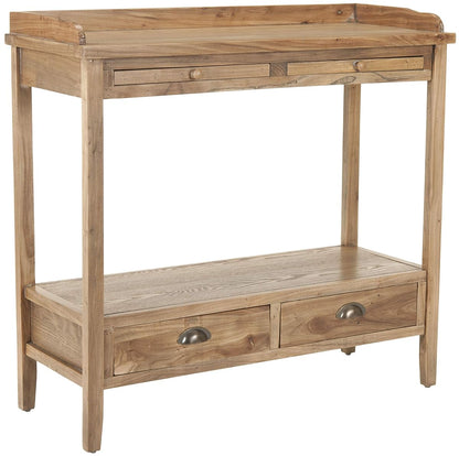 SAFAVIEH Home Collection – Peter Weathered Oak Console Table with Drawers & Shelf, Secretary-Style Storage Console, Country Cottage Design (AMH6571A)