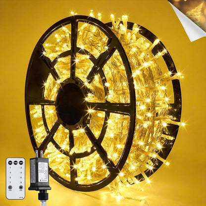168FT 600 LED String Lights for Outside Clear Wire, Warm White Christmas Lights Outdoor Waterproof, Tree Lights Outdoor Plug in for Patio Wedding Party Holiday Christmas Bedroom Pergola Decor