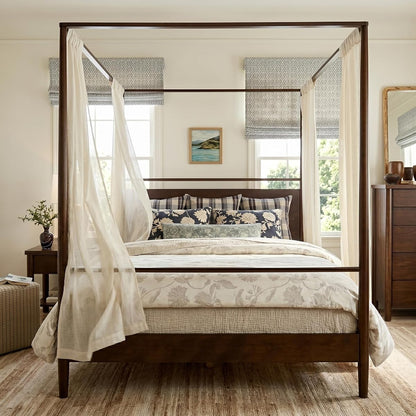 LUMISOL Canopy Bed Frame Queen, Solid Wood Canopy Bed Frame with Four Poster