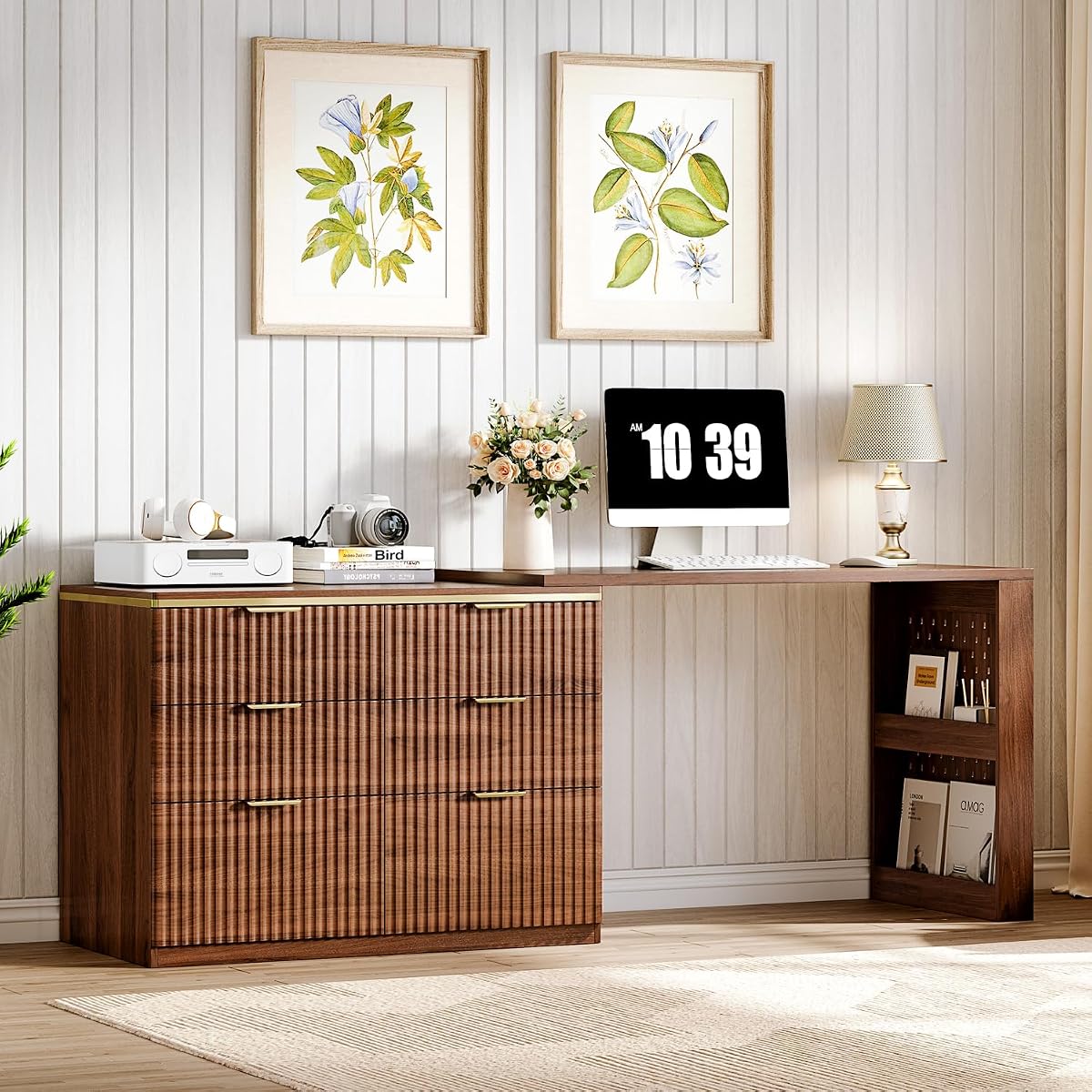 Computer Desk with 6 Drawers