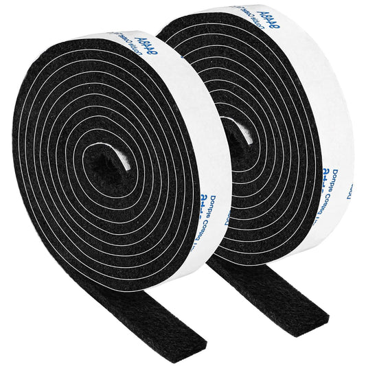 Felt Strips with Adhesive Backing, Felt Tape with Adhesive Backing, Felt Furniture Strips 2 Pack Roll 1/2x 60 Inches Black, Felt Strips for Furniture