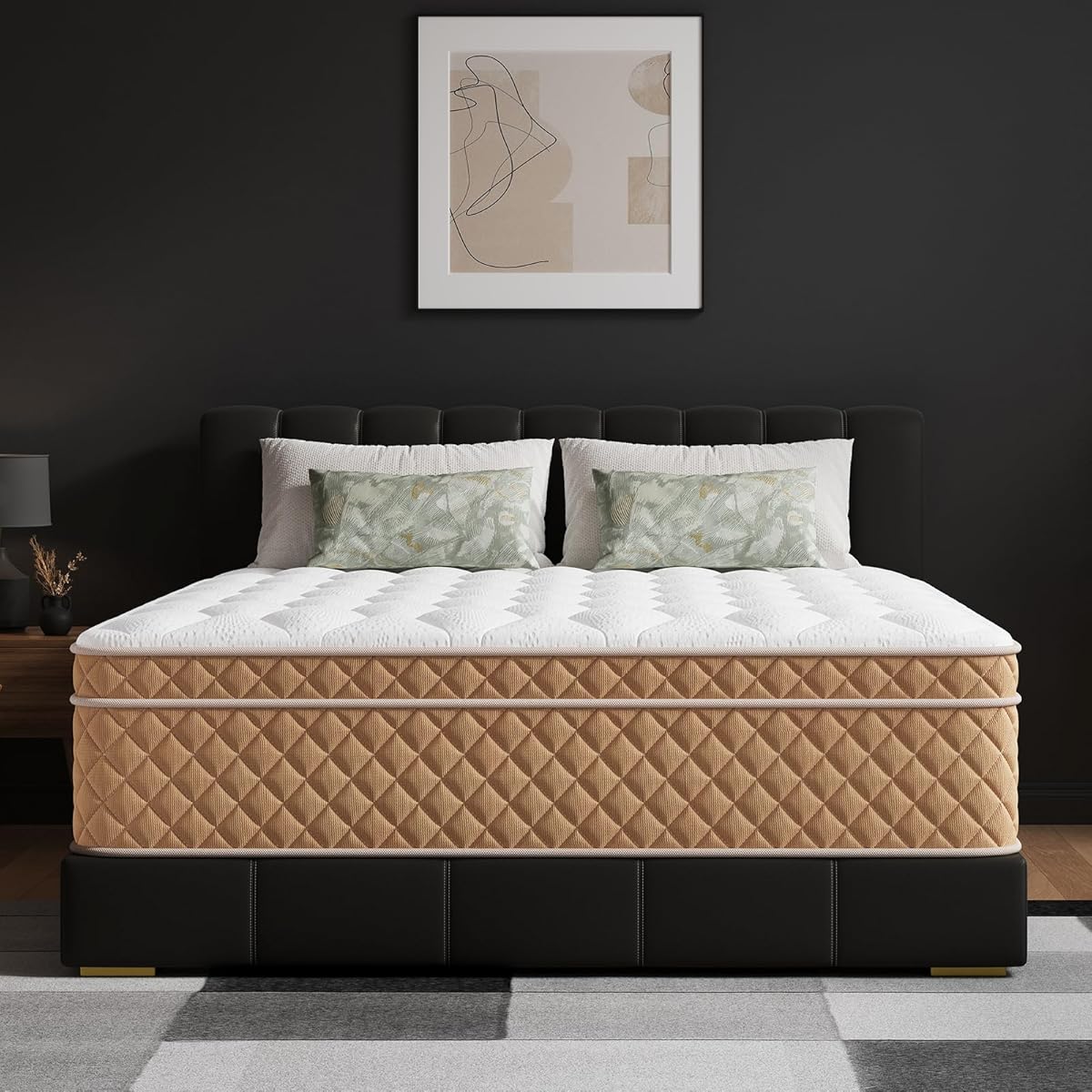 Queen Size Mattress, 12 Inch Hybrid Mattress in a Box – Memory Foam with Pocket Springs, Cooling Gel, Pressure Relief, Motion Isolation, CertiPUR-US Certified, Medium Firm,Brown