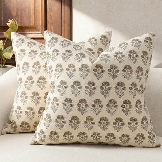 Farmhouse Floral Pillow Covers 18x18 Set of 2