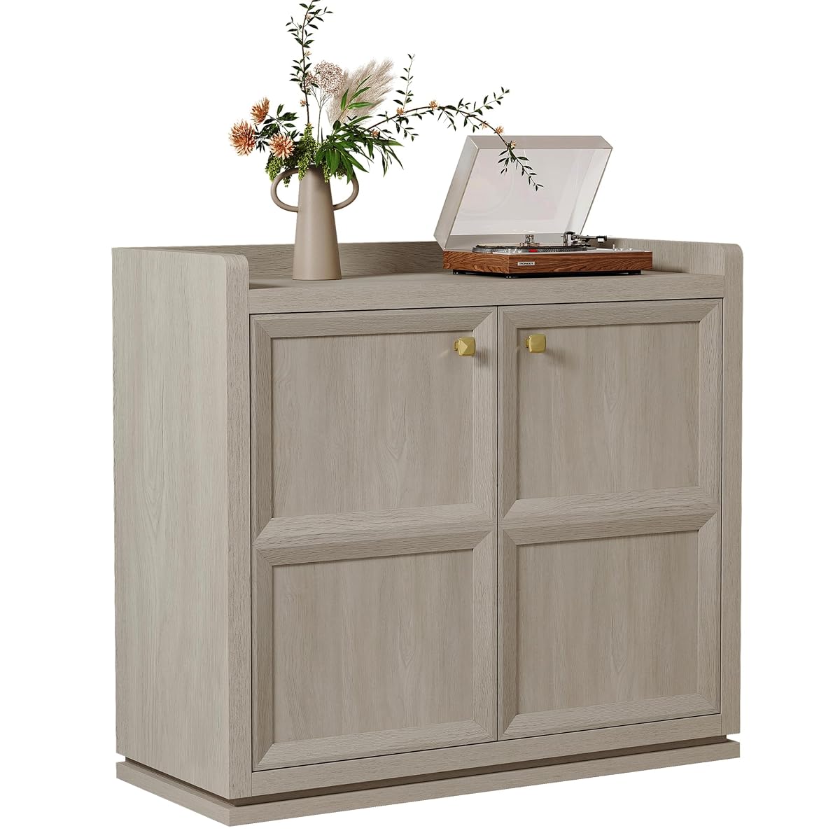 Buffet Cabinet with Storage 34" Sideboard Accent Storage Cabinet for Bedroom Dining Room Living Room Entryway with Doors & Shelves Modern Buffet Table with Golden Handle Credenza Side Board