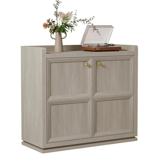 Buffet Cabinet with Storage 34" Sideboard Accent Storage Cabinet for Bedroom Dining Room Living Room Entryway with Doors & Shelves Modern Buffet Table with Golden Handle Credenza Side Board