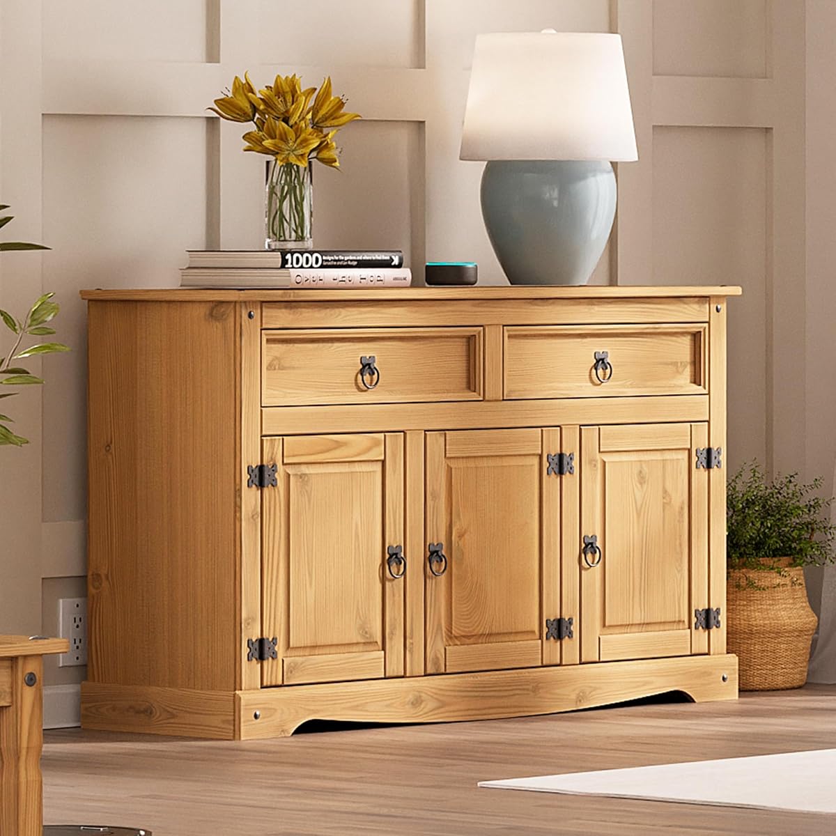 Solid Wood Storage Cabinet 51.9" W, 16.9" D, 31.7" H