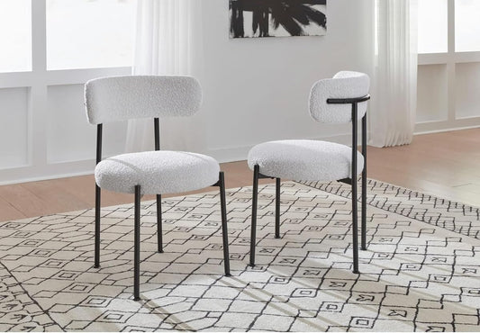 Metal Dining Chair with Straight Leg, Aere - Ivory, Set of 2