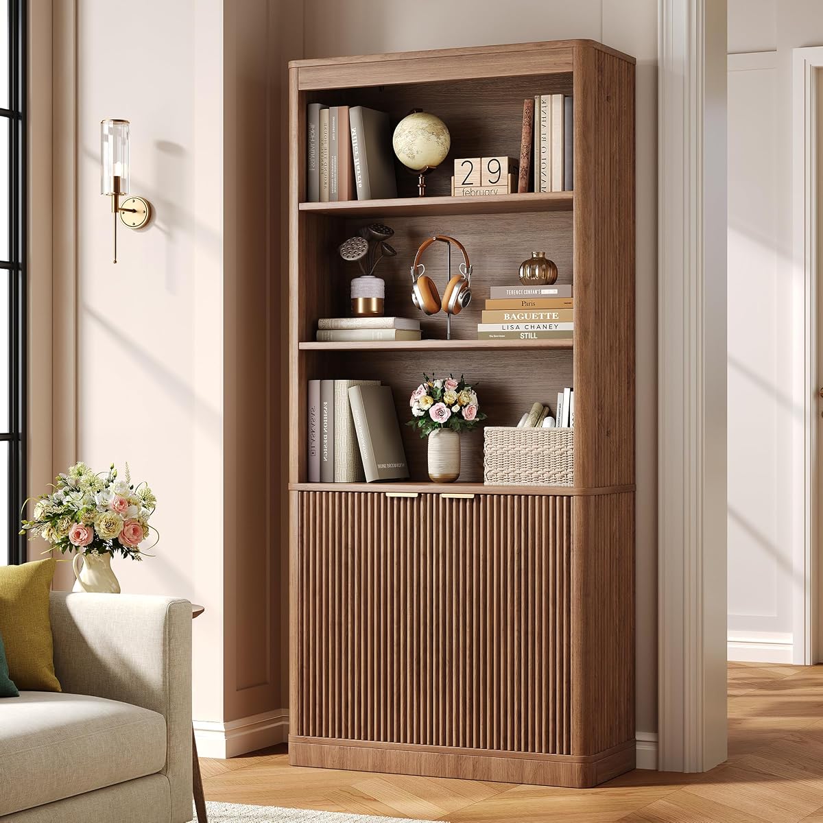72'' Tall Bookshelf with Doors