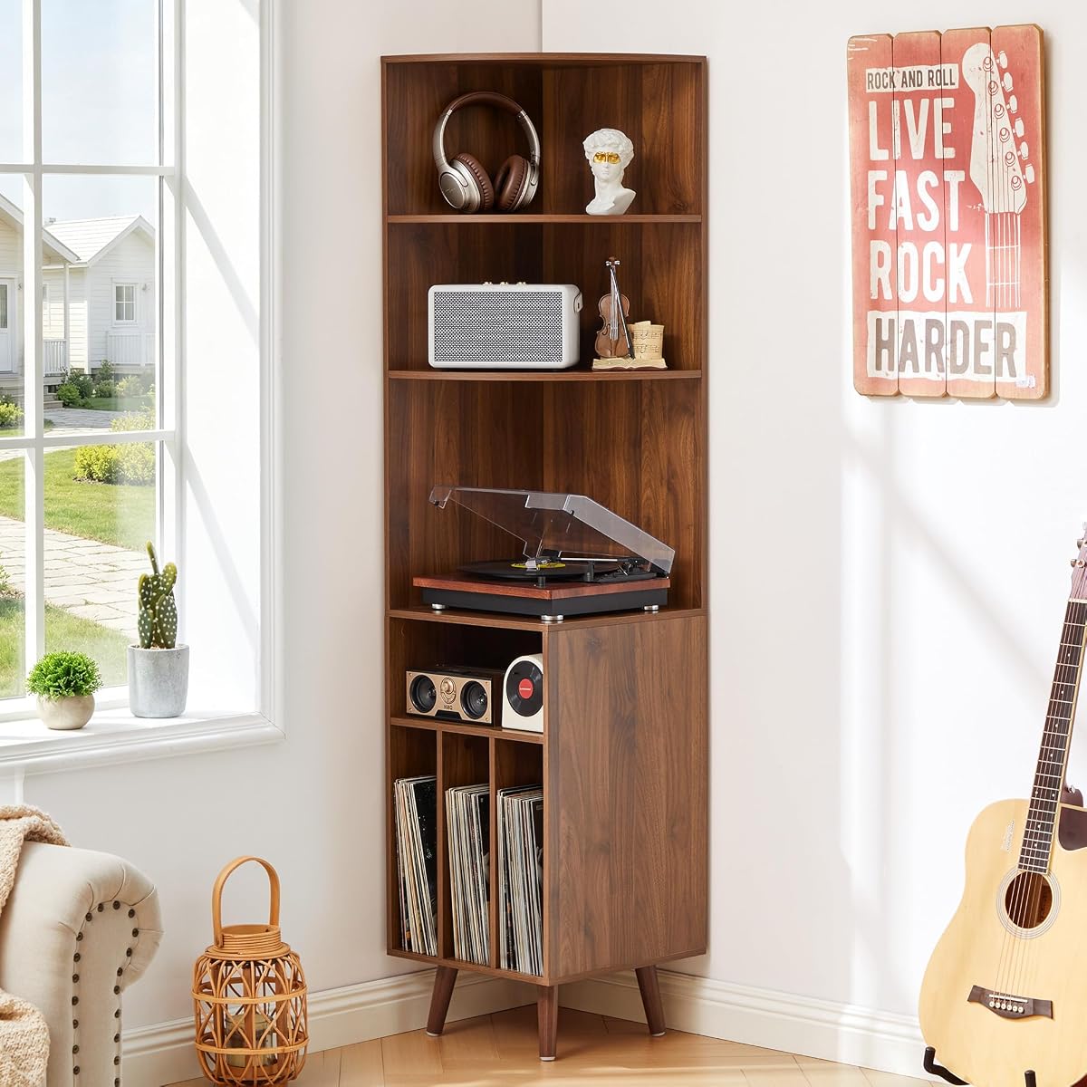 Corner Record Player Stand, 67'' Tall Turntable Stand Table
