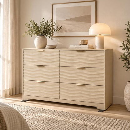 48" Wide 6 Drawers Dresser for Bedroom