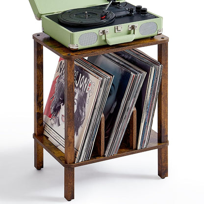 2-Tier Record Player Stand for Vinyl Records Storage End Table