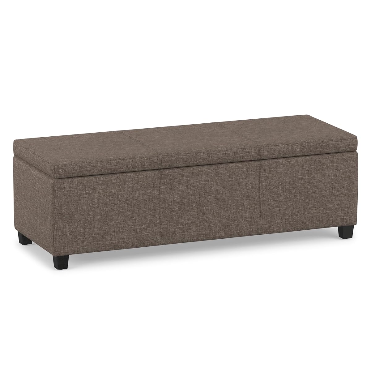 Avalon 48" Wide Linen Look Fabric Storage Ottoman in Fawn Brown