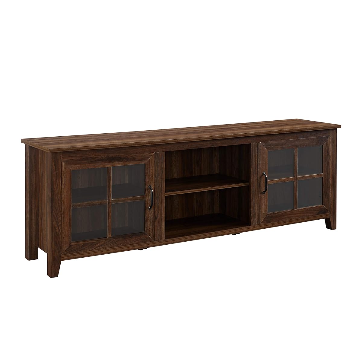 Portsmouth Classic 2 Glass Door TV Stand for TVs up to 80 Inches, 70 Inch, Dark Walnut