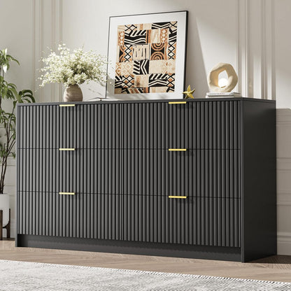 Black 6 Drawer Dresser for Bedroom