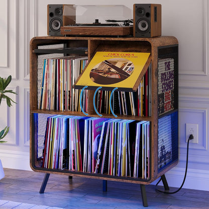 Record Player Stand with Vinyl Record Storage - Record Player Cabinet Table