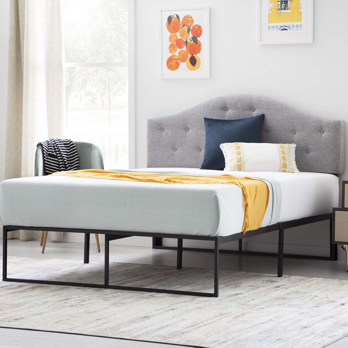 Sturdy Steel Platform Bed With Storage Base