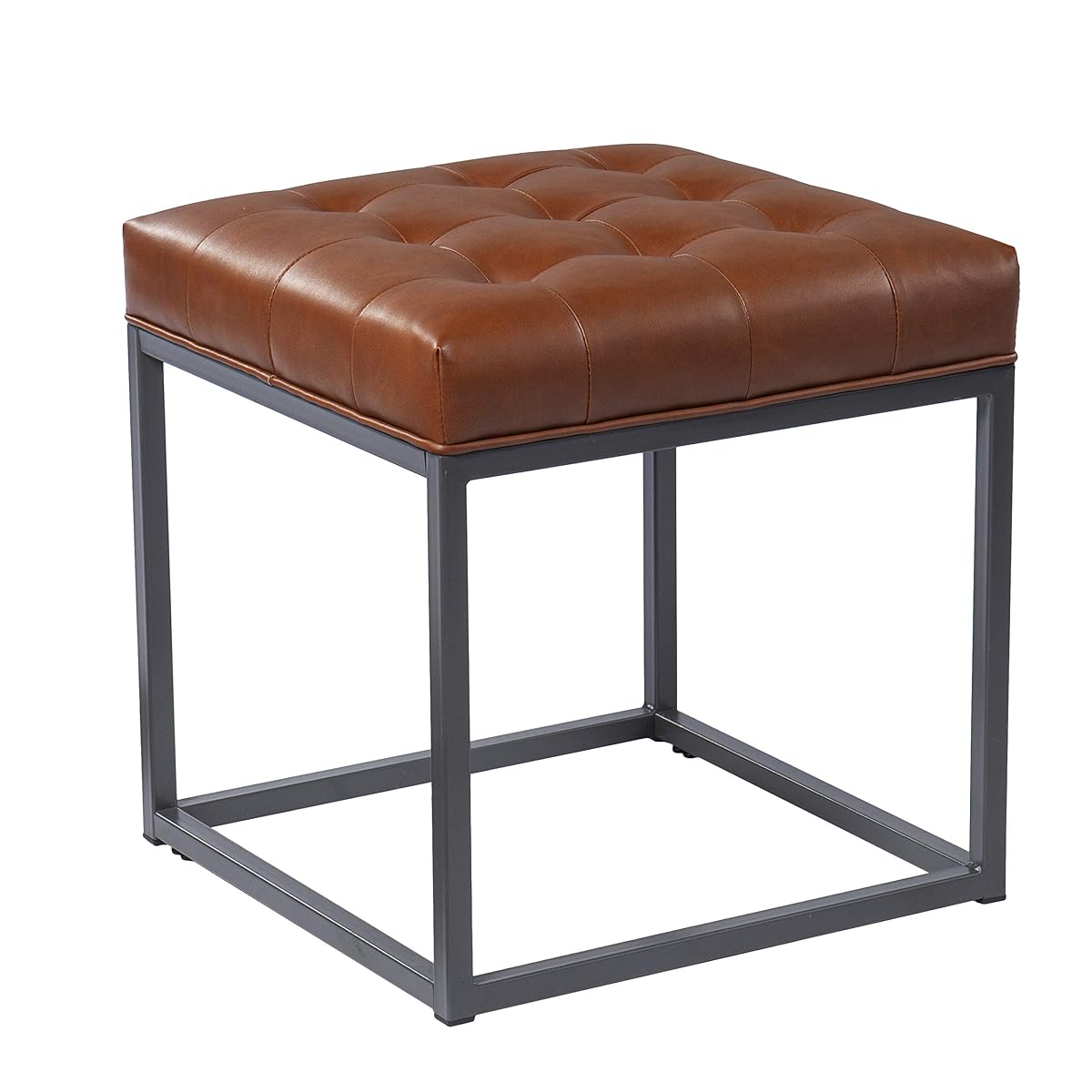 Ciarin Square Upholstered Ottoman, Brown/Grey
