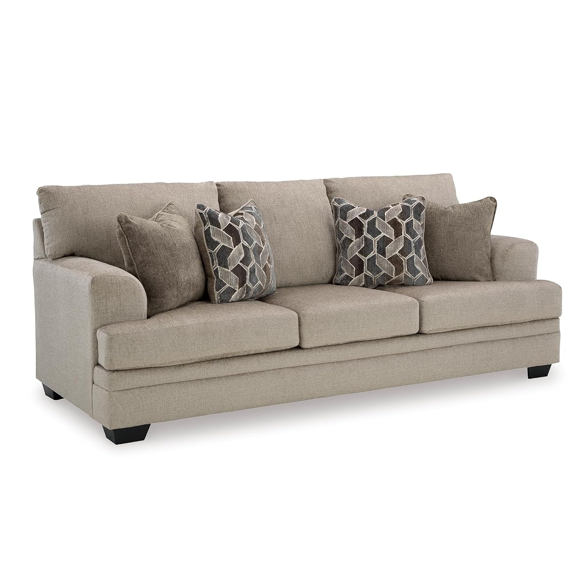 Signature Design by Ashley Stonemeade Contemporary Sofa Sleeper with Folding Gel Memory Foam Mattress, Reversible Cushions and 4 Accent Pillows, Queen, Light Brown