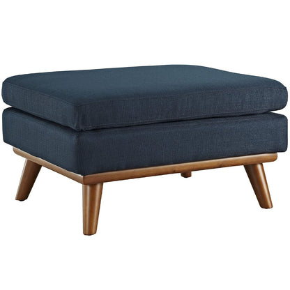 Engage Mid-Century Modern Upholstered Fabric Ottoman in Azure