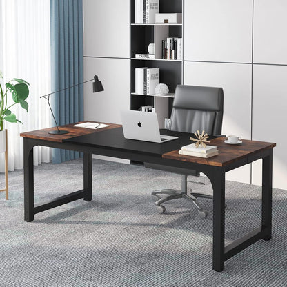 70.8”Executive Desk, Large Office Computer Desk with Thicken Frame