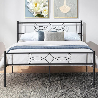 14" Full Size Metal Platform Bed Frame with Headboard