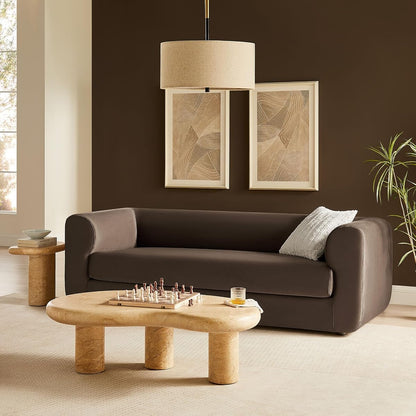 Leif Performance Velvet Upholstered Sofa – 89 Inch Modern Tuxedo Sofa – Comfy 3 Seater Velvet Couch
