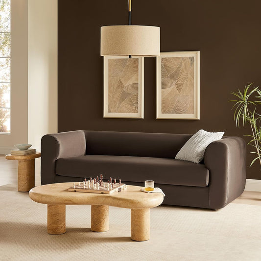 Leif Performance Velvet Upholstered Sofa – 89 Inch Modern Tuxedo Sofa – Comfy 3 Seater Velvet Couch