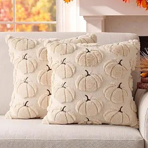 Fall Pillow Covers Pumpkin Fall Decor 18x18 Set of 2 Beige, view 2