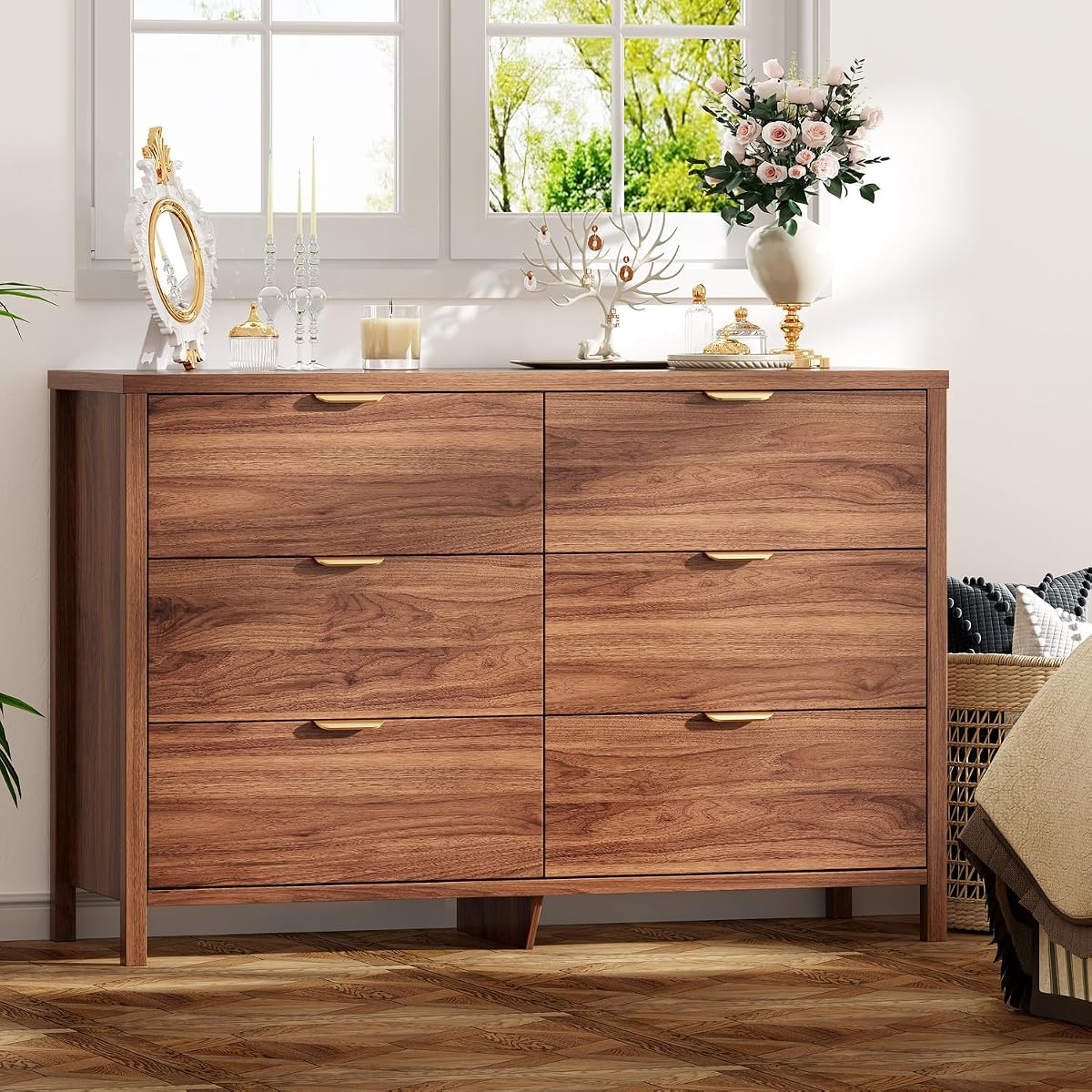 Dresser for Bedroom with 6 Drawers, 47.2" Modern Chest of Drawers