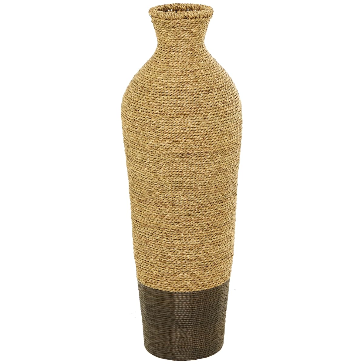 Deco 79 Seagrass Handmade Decorative Vase Tall Woven Floor Centerpiece Vase, Vase for Home Decoration 11" x 11" x 33", Brown