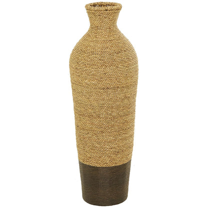 Deco 79 Seagrass Handmade Decorative Vase Tall Woven Floor Centerpiece Vase, Vase for Home Decoration 11" x 11" x 33", Brown