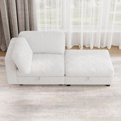 Comfy Chenille Upholstered Reversible Storage Chaise Lounge Indoor for Living