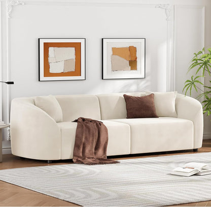 87" Large Couch, Comfy Upholstered Loveseat with Extra Deep Seats, Velvet Sofa for Living Room Apartment Office, Beige