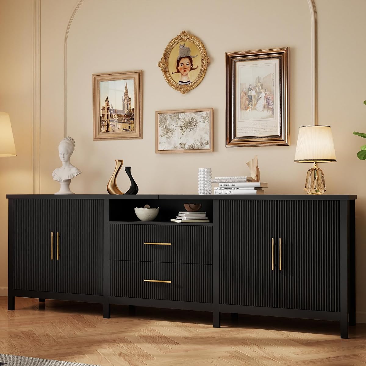 Black TV Stands for Living Room: 95" Entertainment Center for 100" TVs