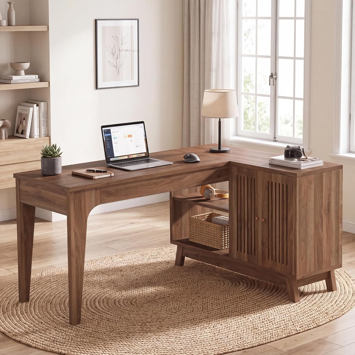 Tribesigns 57-Inch L-Shaped Desk, Office Computer Desk with Storage
