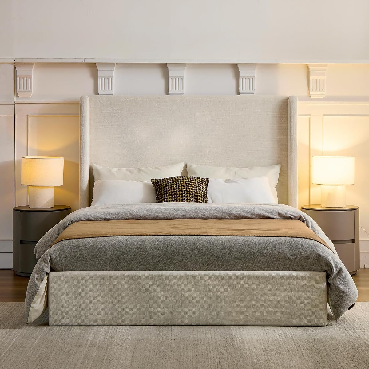 Queen Size Upholstered Platform Bed Frame