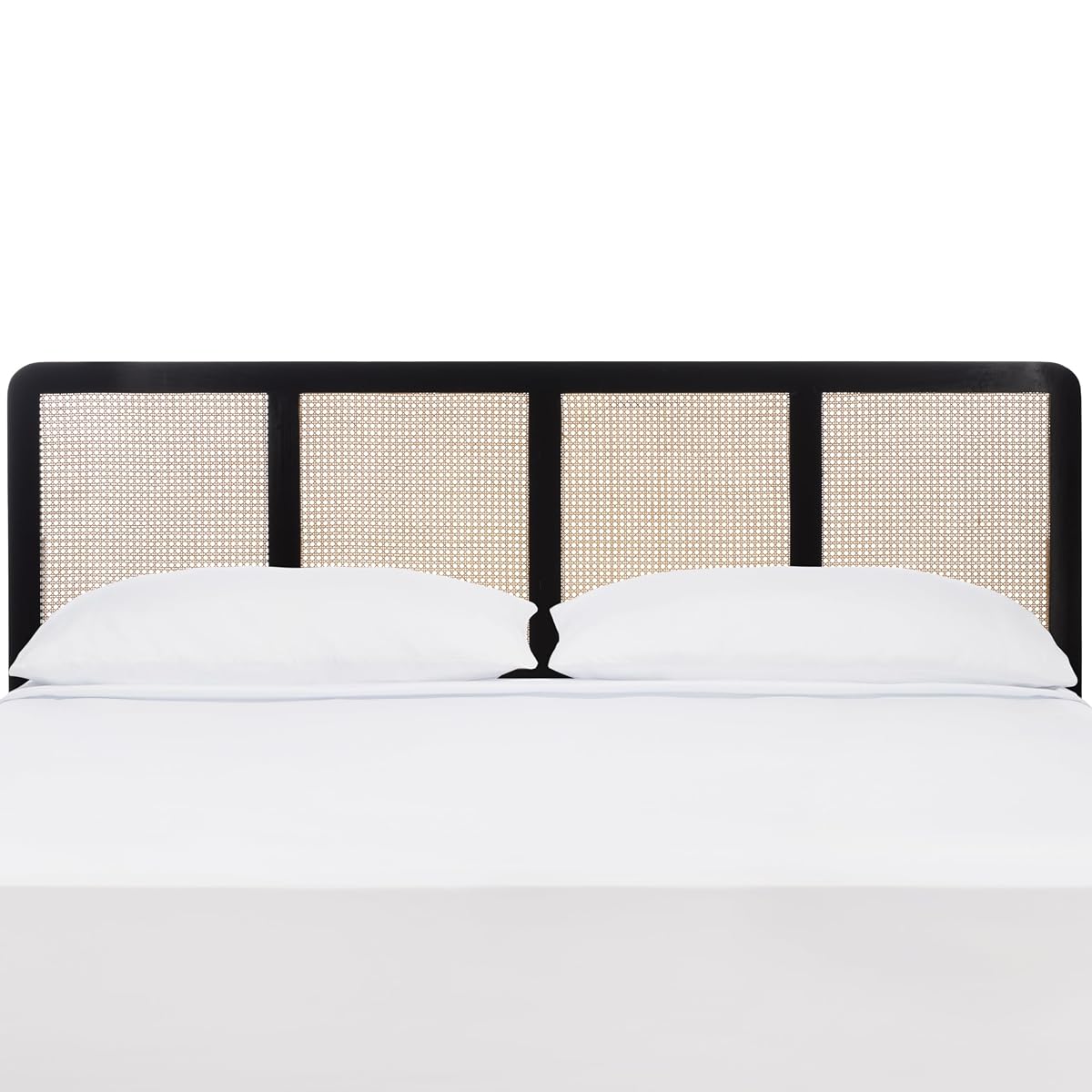 SAFAVIEH Furniture - Daishi King Headboard - Black - Rattan & Solid Wood - Handwoven Cane Design for Bedroom & Guest Room, 77.4" W x 2" D x 47.2" H (HBD8007B-K)