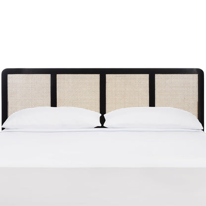 SAFAVIEH Furniture - Daishi King Headboard - Black - Rattan & Solid Wood - Handwoven Cane Design for Bedroom & Guest Room, 77.4" W x 2" D x 47.2" H (HBD8007B-K)