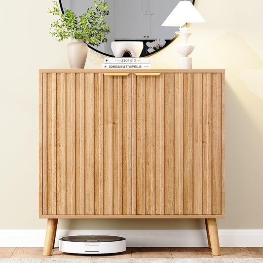 Fluted Storage Cabinet, Buffet Cabinet with Storage