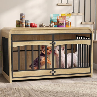 39.4" Dog Crate Furniture, Wooden Dog Cage for Small & Medium Dog
