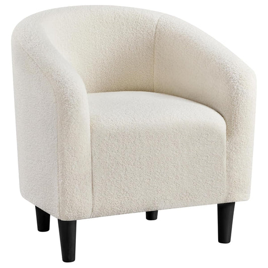 Yaheetech Sherpa Accent Chairs, Compact Furry Barrel Chairs with a Curved Silhouette for Small Spaces, Living Room, Bedroom, Ivory