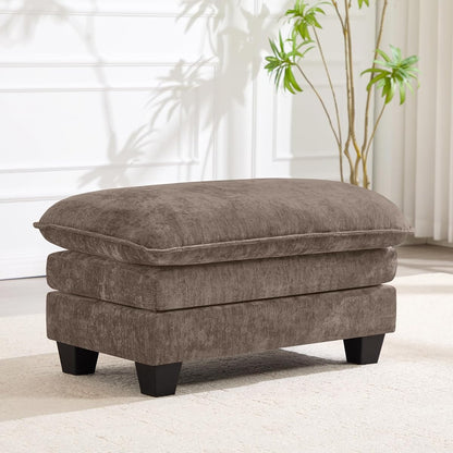 36 INCH Foot Stools Ottoman Chenille Foot Rest Stool Rectangular Upholstered Ottoman Under Desk Footrest for Living Room Bedroom Entryway,Brown