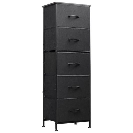 Tall Dresser for Bedroom, 5 Drawer Dresser, Charcoal Black