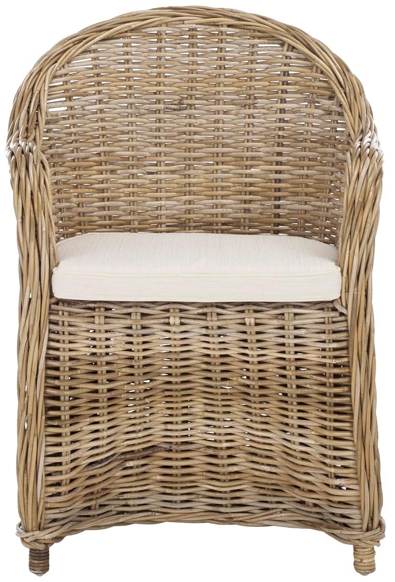 SAFAVIEH Zane Club Rattan Accent Chair, 24" Coastal Grey SEA7006A