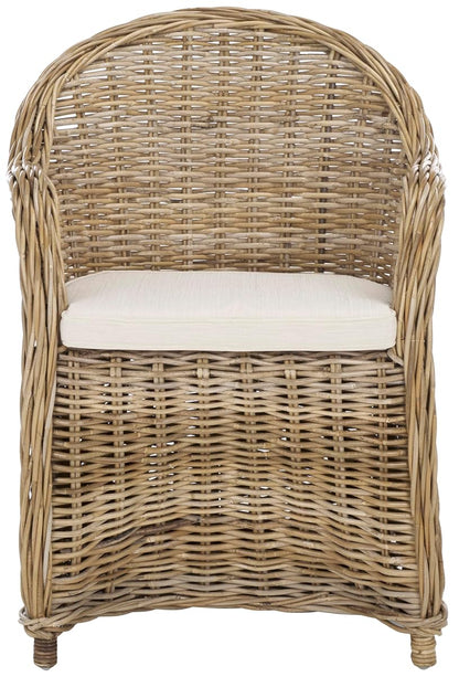 SAFAVIEH Zane Club Rattan Accent Chair, 24" Coastal Grey SEA7006A