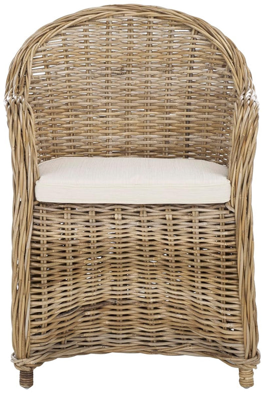 SAFAVIEH Zane Club Rattan Accent Chair, 24" Coastal Grey SEA7006A