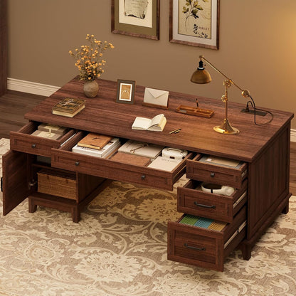 Executive Desk with File Drawers