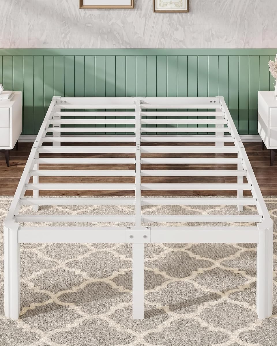 Full Metal Bed Frame, 14 Inch Tall, 12 in Storage, Rounded Legs