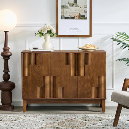 44" Mid-Century Modern Wood Sideboard Buffet Cabinet